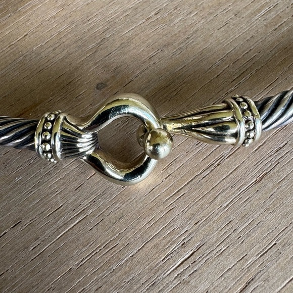 14K Gold and Silver Twisted Rope Choker Necklace - Picture 6 of 10